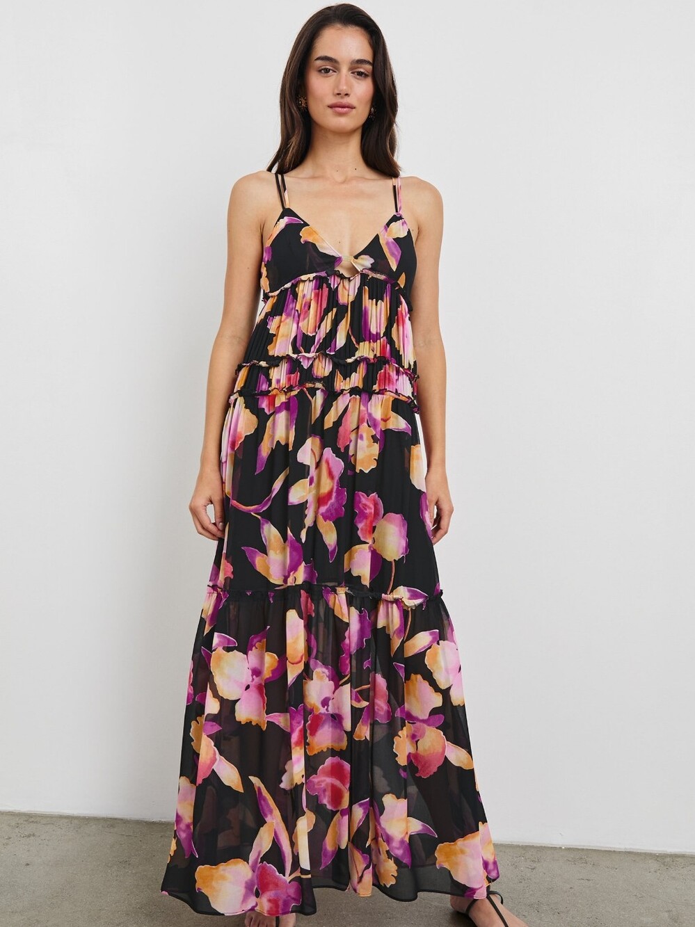 RAILS Antonella Maxi Dress In Dusk Orchid Size Small Chiffon NWT Floral Luxury